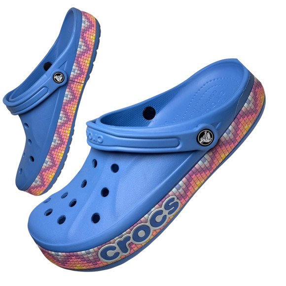 CROCS Other - Crocs Classic Clogs Blue Multicolor Graphic Mens 12